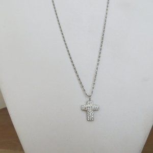 Chunky puff cross pendant in diamond pave, SPARKLY